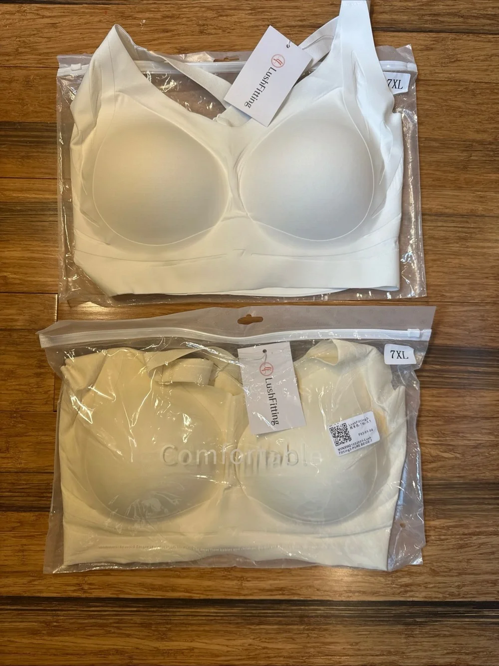 Lush Fitting Seamless Comfort Bra - White and Cream